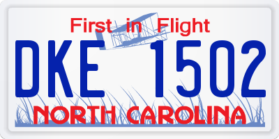 NC license plate DKE1502