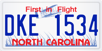 NC license plate DKE1534