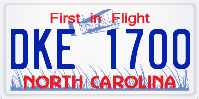 NC license plate DKE1700