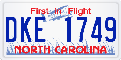NC license plate DKE1749