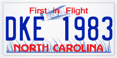 NC license plate DKE1983