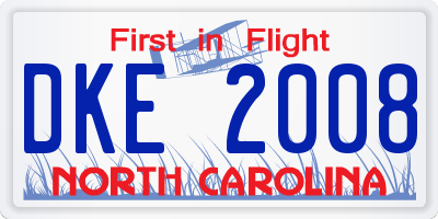 NC license plate DKE2008