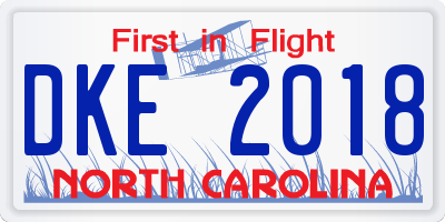 NC license plate DKE2018