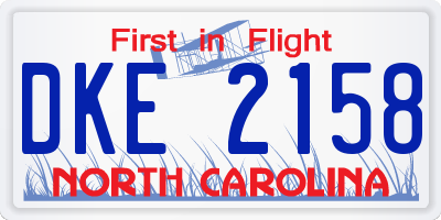 NC license plate DKE2158