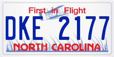 NC license plate DKE2177