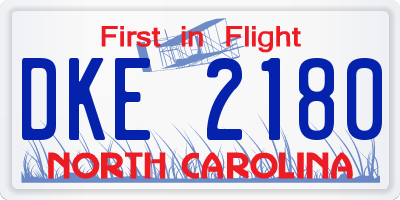 NC license plate DKE2180