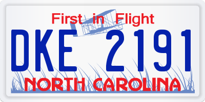 NC license plate DKE2191