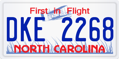 NC license plate DKE2268