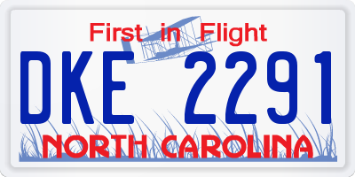 NC license plate DKE2291