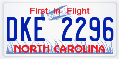 NC license plate DKE2296