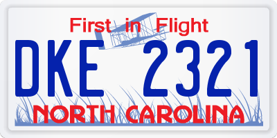 NC license plate DKE2321