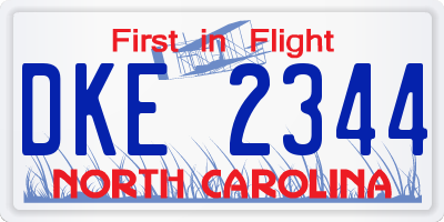 NC license plate DKE2344