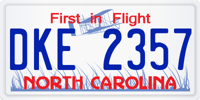NC license plate DKE2357