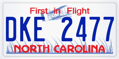 NC license plate DKE2477