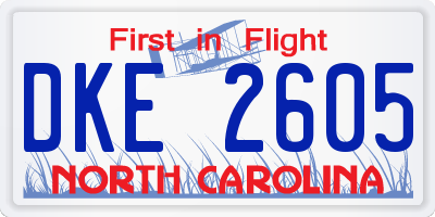 NC license plate DKE2605