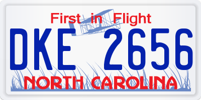 NC license plate DKE2656
