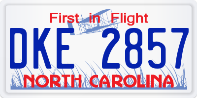 NC license plate DKE2857