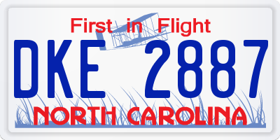 NC license plate DKE2887