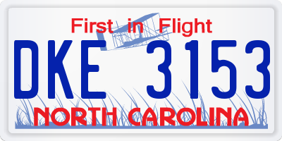 NC license plate DKE3153
