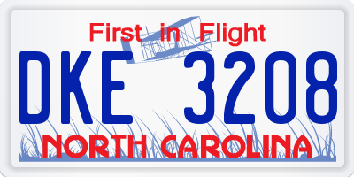 NC license plate DKE3208