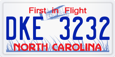 NC license plate DKE3232