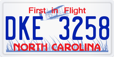 NC license plate DKE3258