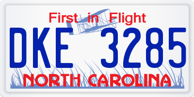 NC license plate DKE3285