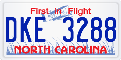 NC license plate DKE3288