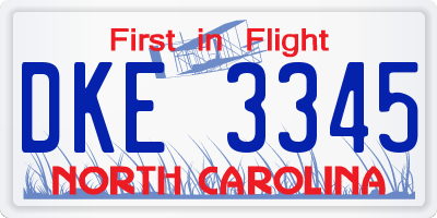 NC license plate DKE3345