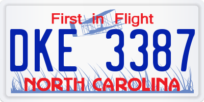 NC license plate DKE3387