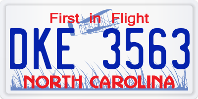 NC license plate DKE3563