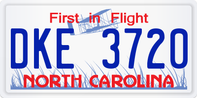 NC license plate DKE3720