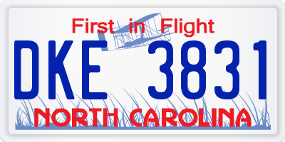 NC license plate DKE3831