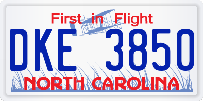 NC license plate DKE3850