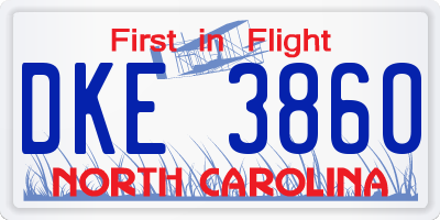 NC license plate DKE3860