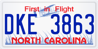 NC license plate DKE3863