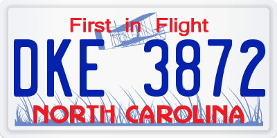 NC license plate DKE3872