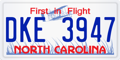 NC license plate DKE3947