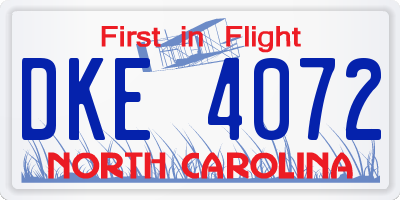 NC license plate DKE4072