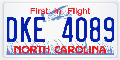NC license plate DKE4089