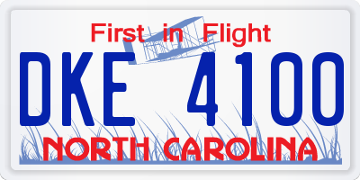 NC license plate DKE4100