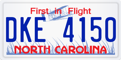 NC license plate DKE4150