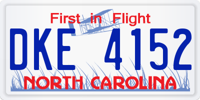 NC license plate DKE4152
