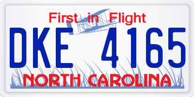 NC license plate DKE4165