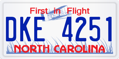 NC license plate DKE4251