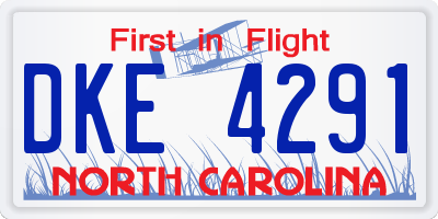 NC license plate DKE4291