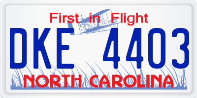NC license plate DKE4403