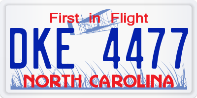 NC license plate DKE4477