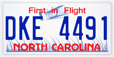 NC license plate DKE4491