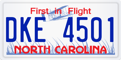 NC license plate DKE4501